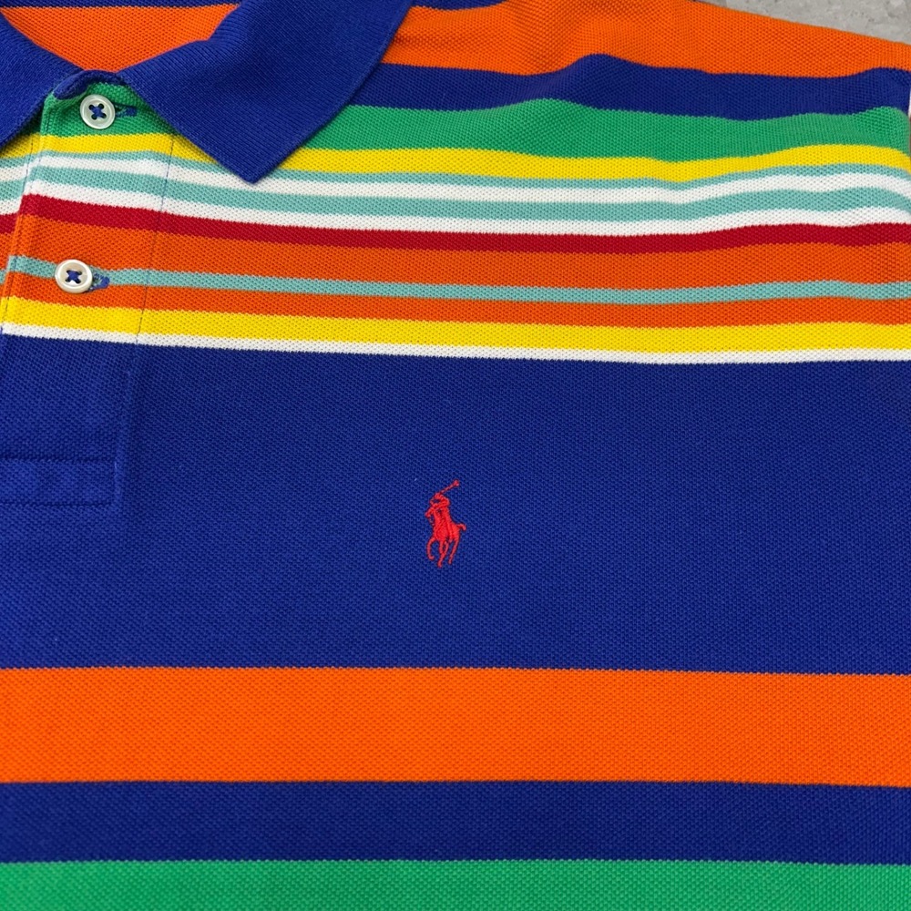 Vintage Polo Ralph Lauren Polo Shirt Mens 2XL Short Sleeve Colorblock Rainbow - Picture 2 of 9